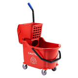 GARVEE Secchio Professionale per Mop 32 L con Doppia Vasca, Strizzatore Laterale in Acciaio, 4 Ruote Girevoli e Maniglia Ergonomica, Rosso
