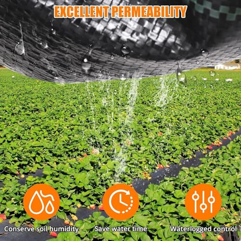 Tessuto per giardino Garvee Weed Barrier, resistente, 3 piedi x 300 piedi, nero, versatile per giardino e vialetto