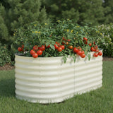 GARVEE Orto Rialzato Ovale 120 × 60 × 60 cm in Acciaio Zincato Bianco, Fondo Aperto e Resistente alla Ruggine, per Giardino e Patio - Bianco