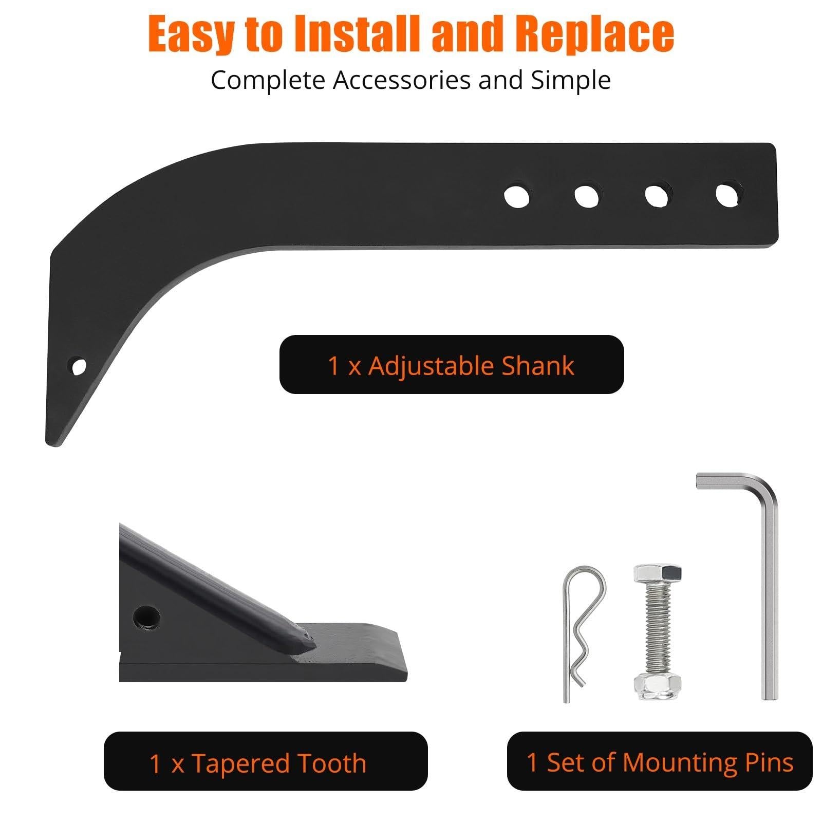 Lama Garvee Box per trattore da 18 pollici con gambi scarificatori a 4 fori, regolabile, acciaio, antiruggine per la coltivazione del terreno, nero