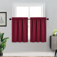 Tende natalizie corte Garvee per bagno, 2 pannelli, oscuranti, tasca per asta, vino rosso, 26x36 pollici, per cucina e finestre piccole