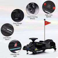 Garvee Kids Drift Go-Kart elettrico 24V - Telaio in metallo, per esterni, nero - Elegante go-kart elettrico per nuovi avventurieri.