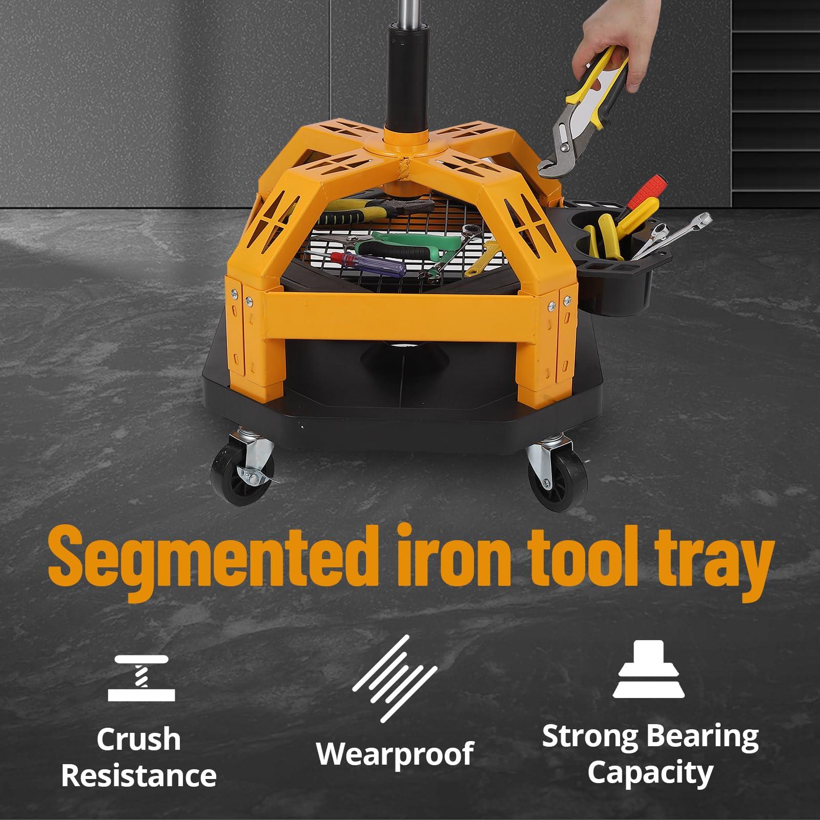 Sgabello girevole Garvee Workshop con capacità di 330 libbre, struttura in acciaio, ruote, portabicchieri per garage e officina, comodo, resistente