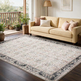 GARVEE Tappeto Vintage 160×230 cm Beige con Motivo Floreale Persiano, Pelo Corto Morbido e Antiscivolo per Soggiorno e Camera