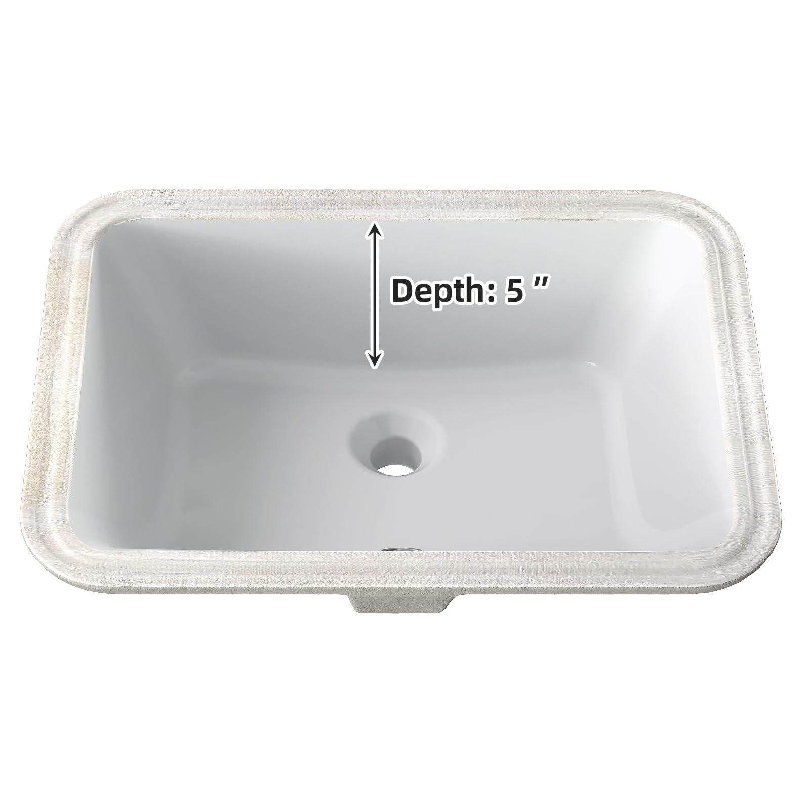 Lavabo da appoggio in ceramica Garvee, rettangolare, bianco lucido, 20,28x15,16x7,87 pollici, bagno moderno