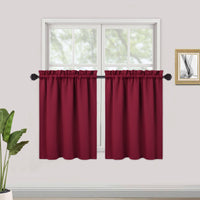 Tende natalizie corte Garvee per bagno, 2 pannelli, oscuranti, tasca per asta, vino rosso, 26x36 pollici, per cucina e finestre piccole