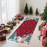 GARVEE Tappeto Natalizio Rotondo 120 × 120 cm Rosso, Lavabile e Antiscivolo, Pelo Corto Morbido con Motivi Festivi per Salotto e Camera