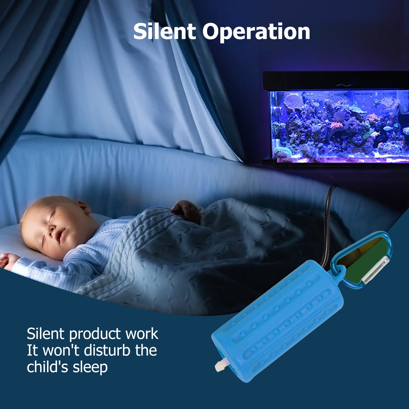 Pompa ad aria Garvee per acquario USB Mini portatile silenziosa a risparmio energetico in plastica blu per acquari