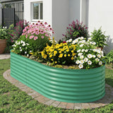 GARVEE Orto Rialzato Ovale 120 × 60 × 60 cm in Acciaio da 0,6 mm Verde con Bordo Antitaglio, Resistente alle Intemperie per Balcone e Giardino - Verde con bordo antitaglio, versione Europa