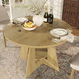 Garvee Tavolo da Pranzo Rotondo Marrone 110 cm con Ripiano Inferiore, Piano MDF e Base a Croce - Marrone