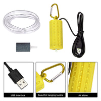 Garvee Pompa Aria Acquario USB Silenziosa Mini Areatore Economico in Plastica Giallo per Acquari Piccoli e Medi Casa e Ufficio