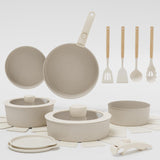 GARVEE Set di Pentole e Padelle Antiaderenti Bianco 19 Pezzi, con Rivestimento Ceramico e Manici Rimovibili, per Cucinare e Organizzare la Cucina - Bianco