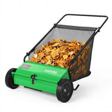 Garvee Spazzatrice Manuale da 66 cm con Sacco di Raccolta da 198,2 L e 4 Spazzole ad Alta Velocità, Altezza Regolabile, Verde con Bracciolo Nero - Asta di controllo verde super + Bracciolo nero