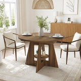 GARVEE Tavolo da Pranzo Rotondo Bianco 120 cm con Ripiano Inferiore, Piano MDF Spesso 3 cm e Base Incrociata per Cucina e Sala da Pranzo - Bianco