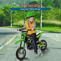 Moto elettrica fuoristrada Garvee 24V, motore 250W, verde, per bambini e adolescenti dagli 8 anni in su, sedile in pelle, sospensioni in metallo