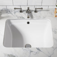 Lavabo da appoggio in ceramica Garvee, rettangolare, bianco lucido, 20,28x15,16x7,87 pollici, bagno moderno