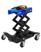 GARVEE Sollevatore a Pantografo per Trasmissione Auto 200 kg, Altezza Regolabile 17,8–58 cm, Martinetto Manuale con 4 Ruote Girevoli, Nero - Base nera e piano superiore blu