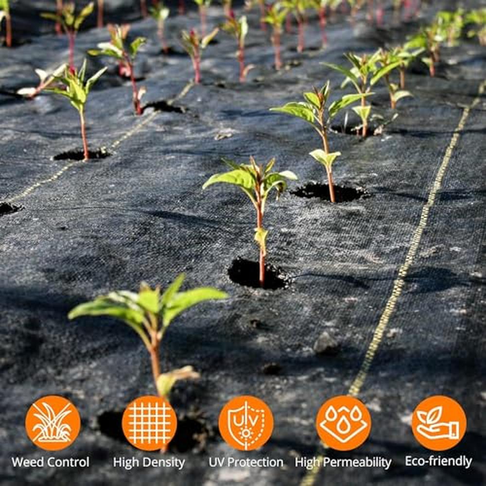 Tessuto anti-erbacce Garvee 5FTx300FT Geotessile resistente 3.2O per giardino e industria, resistente alle intemperie, nero