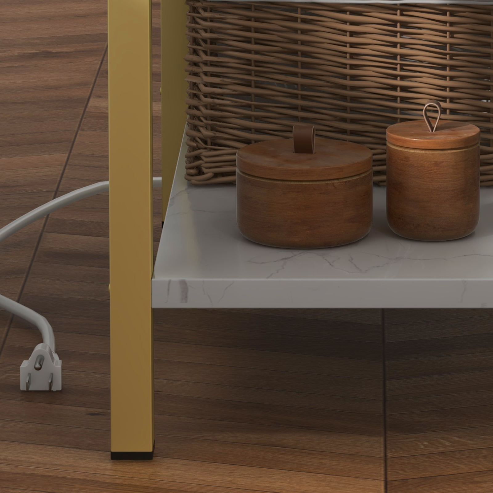 Tavolino Garvee con cassetto e ripiano, comodino stretto, stile industriale, grigio