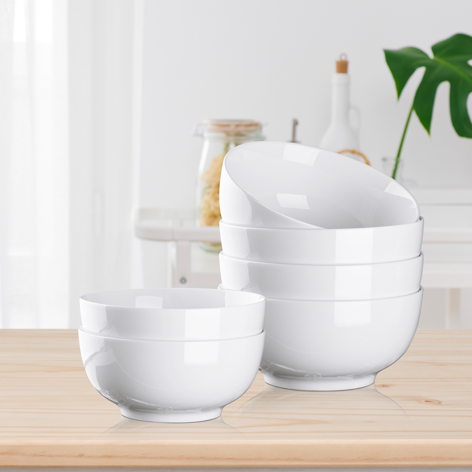 Ciotola per cereali in porcellana Garvee 15 cm 650 ml Bianco crema Set da 6 per insalata e zuppa Versatile Lavabile in lavastoviglie