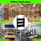 Garvee Carrello Libreria a 3 Ripiani a Forma di V con Ruote Bloccabili, Capacità 90 kg, Acciaio Nero, Mobile per Ufficio Scuola Casa