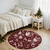 GARVEE Tappeto Natalizio 120 × 120 cm, Lavabile in Lavatrice, Poliestere a Pelo Corto con Base Antiscivolo TPR, rosso e bianco, per Soggiorno - Rosso e bianco