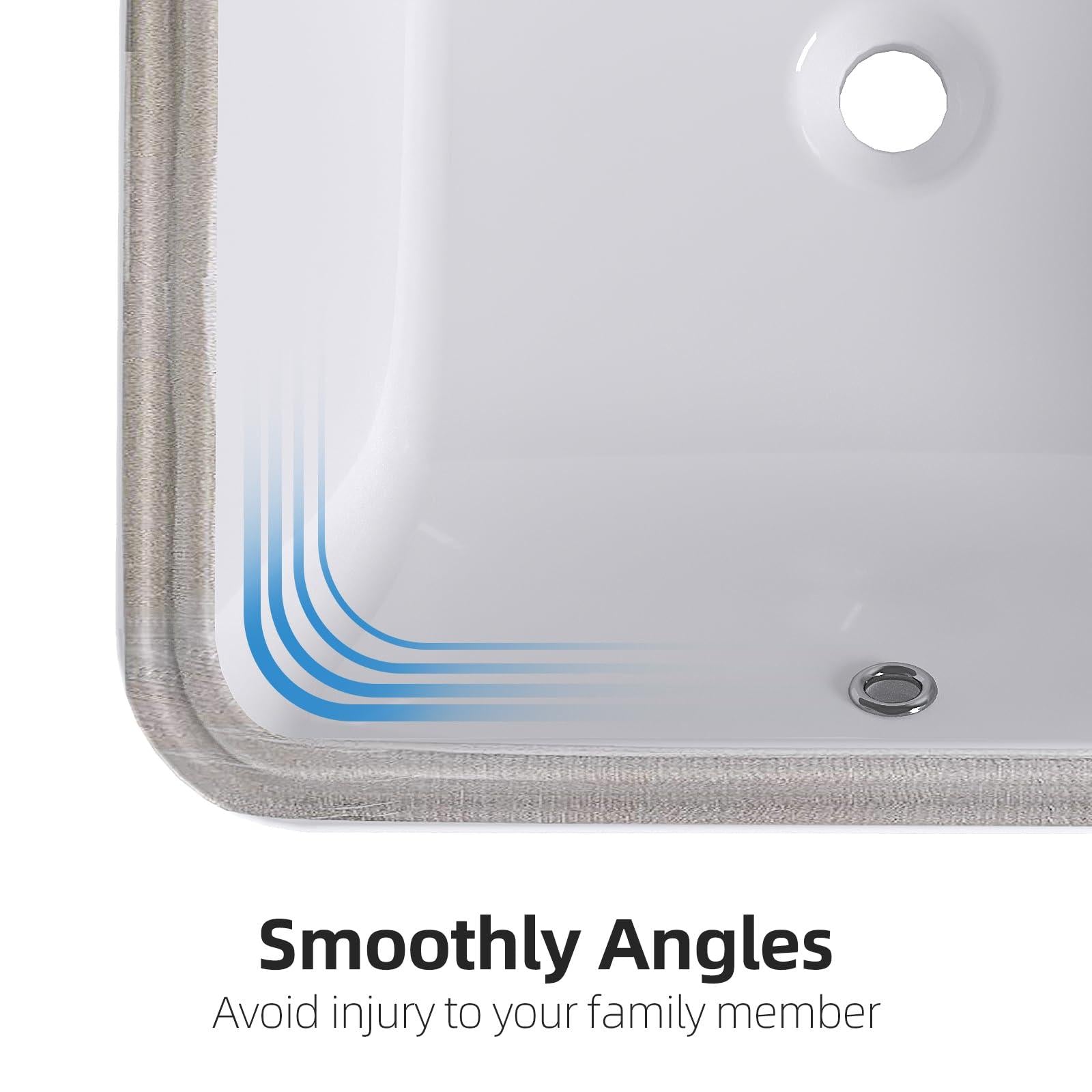 Lavabo da appoggio in ceramica Garvee, rettangolare, bianco lucido, 20,28x15,16x7,87 pollici, bagno moderno