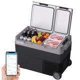 GARVEE Frigorifero Portatile a Compressore 48 L a Doppia Zona, Frigo per Auto e Campeggio con Ruote, Maniglia, Controllo App e Alimentazione 12 V/230 V - Nero e grigio scuro