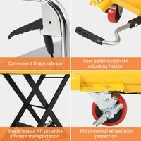 Carrello elevatore idraulico Garvee, capacità 330 libbre, con pompa idraulica di alta qualità, per ufficio e magazzino, vecchia dimensione di 28,4 pollici, giallo