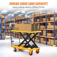 Carrello elevatore idraulico Garvee, capacità 330 libbre, con pompa idraulica di alta qualità, per ufficio e magazzino, vecchia dimensione di 28,4 pollici, giallo