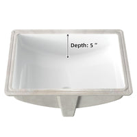 Lavabo da appoggio in ceramica Garvee, rettangolare, troppo pieno, bianco lucido, 21,65x15,75x7,87 pollici, bagno moderno