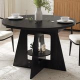GARVEE Tavolo da Pranzo Rotondo 120 cm Effetto Legno Nuvola, Piano MDF Spesso 3 cm, Base a Croce e Ripiano Portaoggetti per Cucina e Soggiorno - Effetto nuvola al tramonto