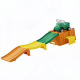 GARVEE Montagne Russe per Bambini con Macchinina Cavalcabile, Pista Scivolo con Gradini Antiscivolo, Gioco da Interno ed Esterno da 2 Anni, Arancione
