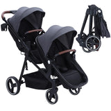 GARVEE Passeggino per Bambini Pieghevole, Grigio scuro, Struttura Richiudibile per Passeggiate e Spostamenti Quotidiani, per Famiglie e Viaggi - Grigio scuro