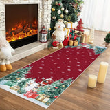 GARVEE Tappeto Natalizio 60 × 180 cm, Lavabile in Lavatrice, Poliestere a Pelo Corto con Base Antiscivolo TPR, rosso, per Soggiorno
