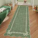 GARVEE Tappeto runner lavabile con bordo ondulato e fondo antiscivolo, colore verde, 60 x 180 cm, per organizzare e arredare gli ambienti di casa