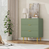 GARVEE Cassettiera Moderna a 3 Cassetti Verde Avocado con Frontali Ondulati, Maniglie Dorate, Legno Massello e MDF, Guide Silenziose e Kit Anti-Ribaltamento - Verde avocado 13