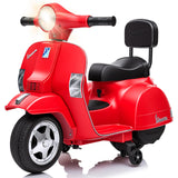 GARVEE Mini Vespa Elettrica per Bambini 6 V con Motore 25 W, Luci, Musica, Rotelle Stabilizzatrici e Sedile Comodo, Rossa, per Interno ed Esterno