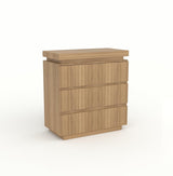 GARVEE Cassettiera Moderna a 3 Cassetti Effetto Legno Naturale, Frontali Scanalati Senza Maniglie, Piano Superiore Spesso per Camera da Letto e Soggiorno - Legno naturale