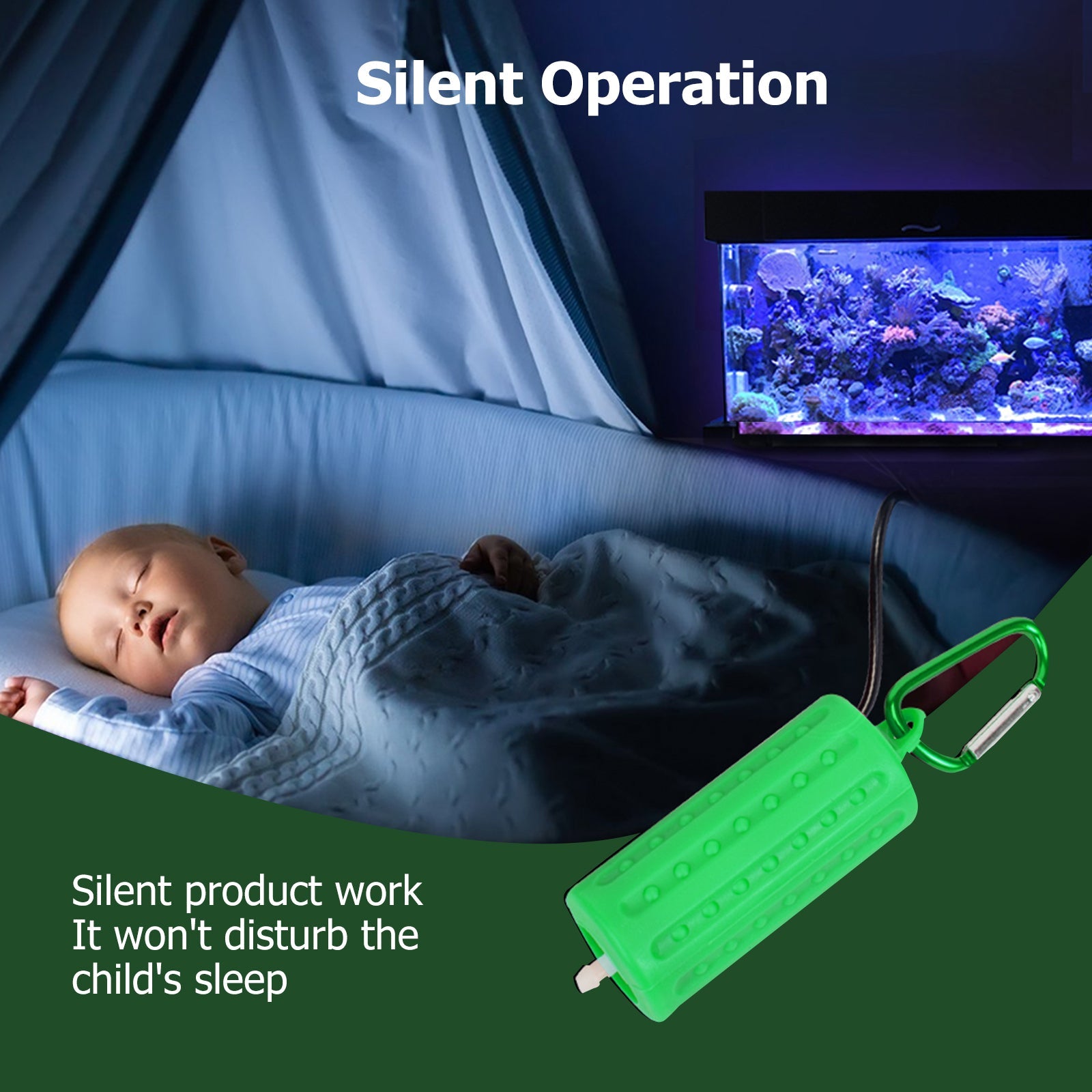 Garvee Mini Pompa ad Aria USB per Acquario Verde per Acquari di Piccole e Medie Dimensioni, Silenziosa, a Risparmio Energetico, Portatile, 7x3cm