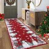 GARVEE Tappeto Natalizio con Pupazzo di Neve 60 × 180 cm Rosso, Lavabile e Antiscivolo, Profilo Sottile per Soggiorno, Camera e Decorazioni di Natale - Rosso