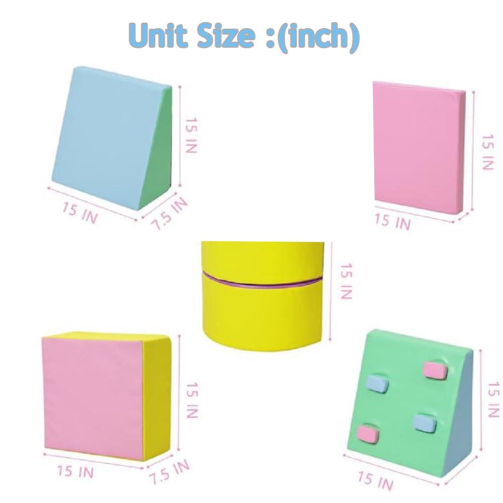 Set di 5 blocchi da arrampicata in schiuma Garvee per bambini piccoli, parco giochi al coperto, impermeabili, antiscivolo, facili da pulire