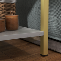 Tavolino Garvee con cassetto e ripiano, comodino stretto, stile industriale, grigio