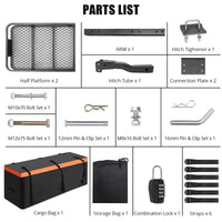 Cestino portaoggetti Garvee Hitch Mount 60"x20"x5.9" Borsa impermeabile pieghevole con telaio in acciaio Capacità 200 libbre Ricevitore da 2" per viaggi