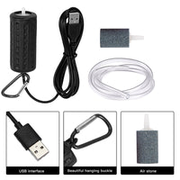 Pompa ad aria USB per acquario Garvee Mini, silenziosa, a risparmio energetico, durevole, in silicone, portatile, per acquari di piccole e medie dimensioni, per esterni, 7x3 cm