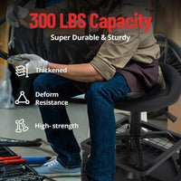 Sgabello girevole Garvee Workshop per garage, capacità di carico di 330 libbre, comodo, imbottito, con ruote, resistente, per meccanici e appassionati del fai da te