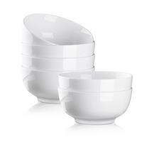 Ciotola per cereali in porcellana Garvee 15 cm 650 ml Bianco crema Set da 6 per insalata e zuppa Versatile Lavabile in lavastoviglie