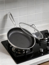 GARVEE Padella Antiaderente da 28 cm, in Acciaio Inossidabile con Rivestimento Ceramico e Finitura a Nido d’Ape, per Cucina Quotidiana e Preparazioni Versatili