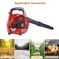 Soffiatore per foglie a benzina portatile Garvee da 28 cc, leggero e potente, per giardino, 1,1 CV, 490 CFM, rosso