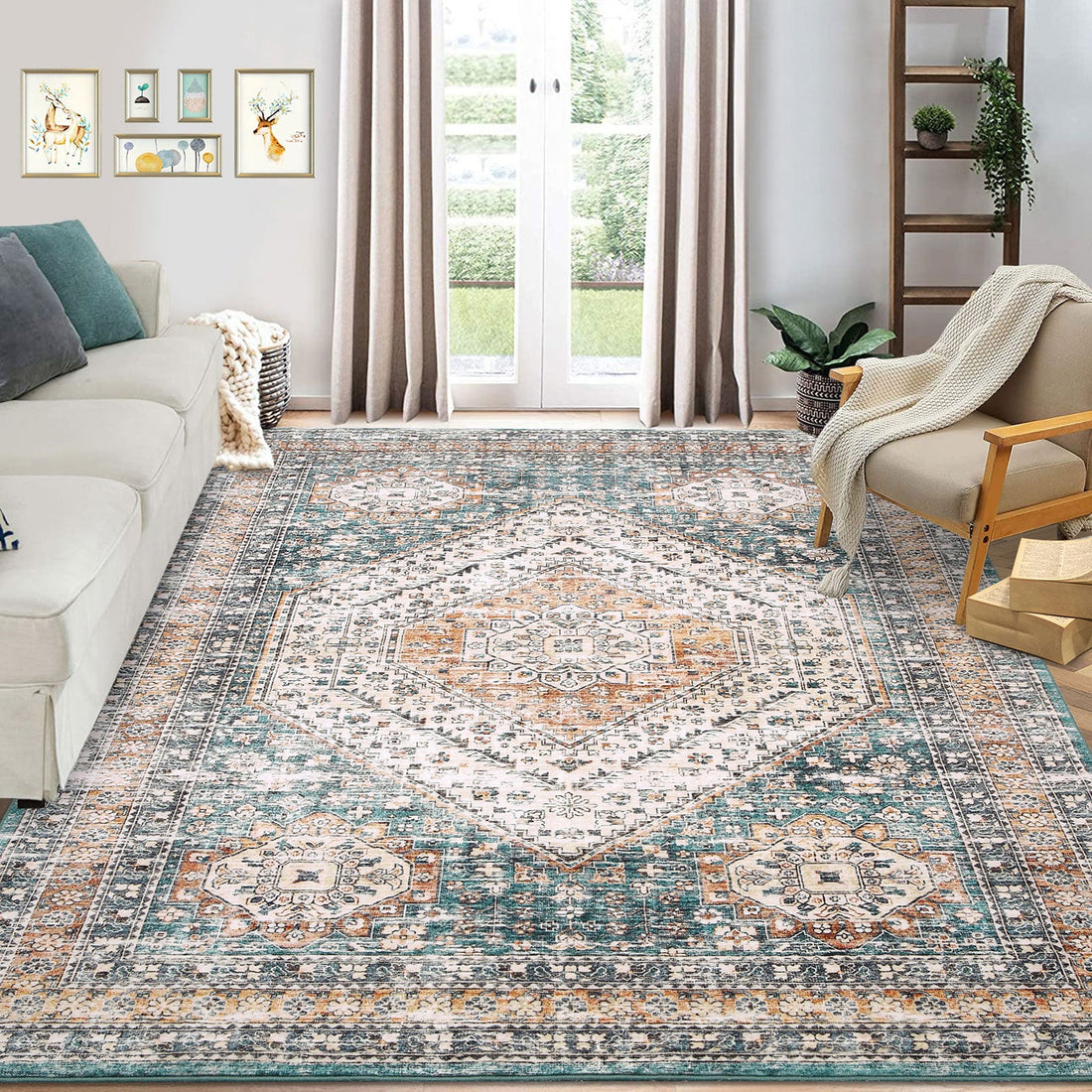 Tappeto lavabile Garvee 80 x 150 cm in lana sintetica antiscivolo a pelo corto per camera da letto, soggiorno, sala da pranzo